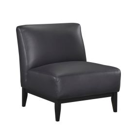 Leather Upholstered Accent Chair (Color: Black)