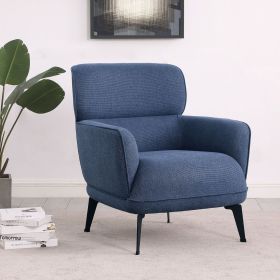 1pc Modern Transitional Style Upholstered Crescent Arm Accent Chair (Color: Blue)