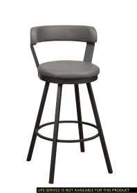Faux Leather Upholstered Metal Base Stools, Set of 2 (Color: GRAY)