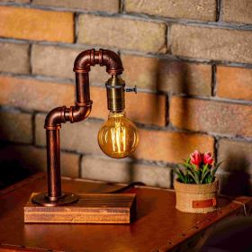 Handmade Steampunk Pipe Lamp, Adjustable Vintage Industrial Desk Light (Color: Aurora)