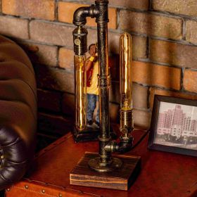 Handmade Steampunk Pipe Lamp, Adjustable Vintage Industrial Desk Light (Color: Phantom)