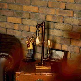 Handmade Steampunk Pipe Lamp, Adjustable Vintage Industrial Desk Light (Color: Nebula)