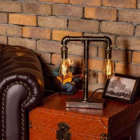 Handmade Steampunk Pipe Lamp, Adjustable Vintage Industrial Desk Light (Color: Twilight)