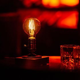 Handmade Steampunk Pipe Lamp, Adjustable Vintage Industrial Desk Light (Color: Edison)