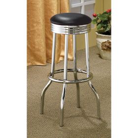 Set of 2 Bar Stools (Color: Black and Chrome)