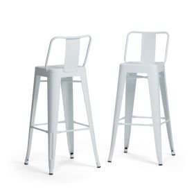 Rayne 30" Metal Bar Stool Set of 2 (Color: White)