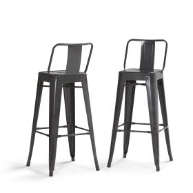 Rayne 30" Metal Bar Stool Set of 2 (Color: Grey)