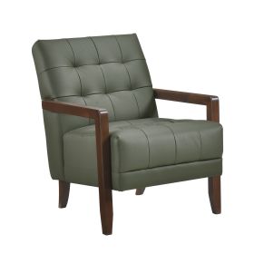 Modern Style Accent Chair, Tufted, Leather (Color: Green)