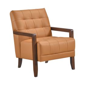 Modern Style Accent Chair, Tufted, Leather (Color: orange)