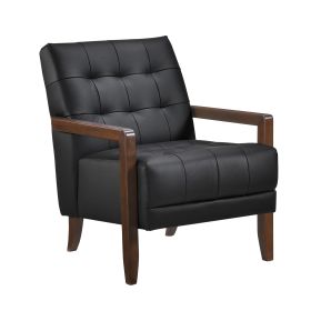 Modern Style Accent Chair, Tufted, Leather (Color: Black)