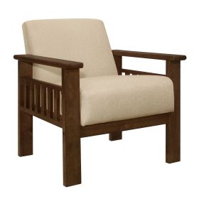 Upholstered 1pc Accent Chair (Color: Light Brown)