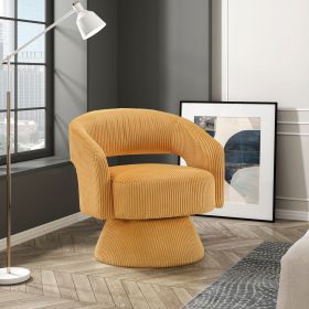 Modern Corduroy Swivel Accent Chair (Color: Yellow)