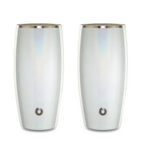 Stainless Steel Beer Glass Set, Set of 2 (Color: Shimmer White)