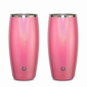 Stainless Steel Beer Glass Set, Set of 2 (Color: Pink)