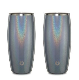 Stainless Steel Beer Glass Set, Set of 2 (Color: Shimmer Grey)