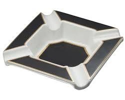 Visol Festus Large Cigar Ashtray (Color: Matte Black and Silver)