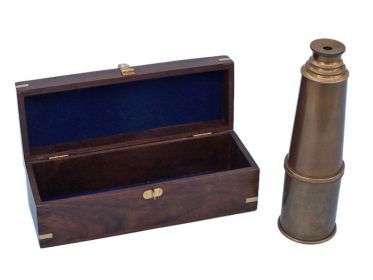Delux Class Admirat's 27" Spyglass Telescope with Rosewood Box (Color: Antique Brass)