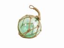 Japanese Glass Ball Fishing Float With Brown Netting Decoration 12"