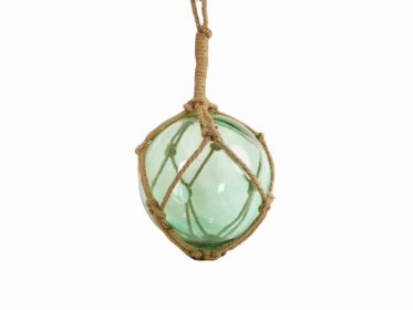 Japanese Glass Ball Fishing Float With Brown Netting Decoration 12" (Color: Seafoam Green)