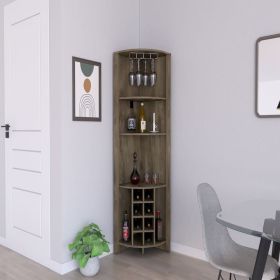 Castle Corner Bar Cabinet - Your Ultimate Urban Storage Solution (Color: Dark Tan)