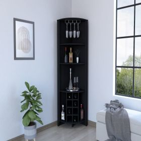 Castle Corner Bar Cabinet - Your Ultimate Urban Storage Solution (Color: Black)