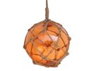 Japanese Glass Ball Fishing Float With Brown Netting Decoration 12"