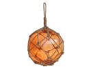 Japanese Glass Ball Fishing Float With Brown Netting Decoration 12"