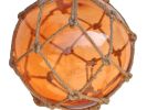 Japanese Glass Ball Fishing Float With Brown Netting Decoration 12"