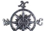 Large 19" Cast Iron Decorative Rose Compass
