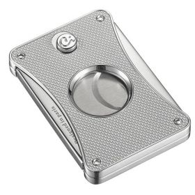 Caseti Dion Double Guillotine Cigar Cutter (Color: Silver and Carbon Fiber)