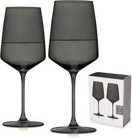 Reserve Nouveau Crystal Wine Glasses  by Viski (Color: Smoke Gray)