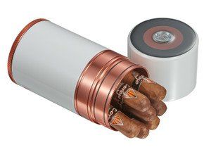 Visol Big Joe 7 Cigar Travel Humidor (Color: White and Copper)