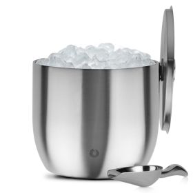 Extra Large Ice Bucket with Lid and Ice Scoop (Color: Steel)
