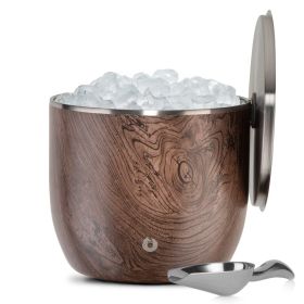 Extra Large Ice Bucket with Lid and Ice Scoop (Color: Dark Walnut)