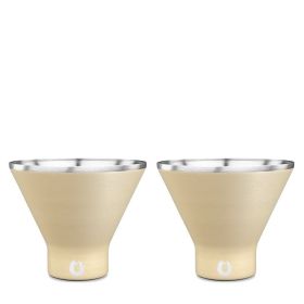 Stainless Steel Martini Glass, Set of 2 (Color: Light Gold)