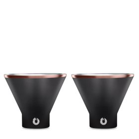 Stainless Steel Martini Glass, Set of 2 (Color: Black)