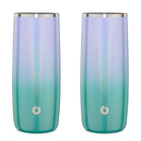 Stainless Steel Highball Cocktail Glass Set, Set of 2 (Color: Mermaid)