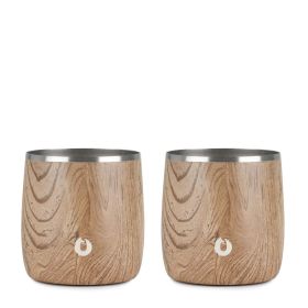 Stainless Steel Rocks Glass, Set of 2 (Color: Natural Teak)