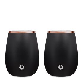 Stainless Steel Grand Pinot Wine Glass, Set of 2 (Color: Black)