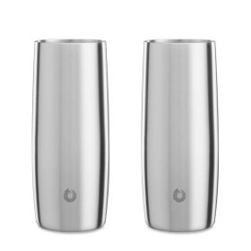 Stainless Steel Highball Cocktail Glass Set, Set of 2 (Color: Steel)
