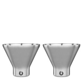 Stainless Steel Martini Glass, Set of 2 (Color: Steel)