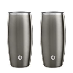 Stainless Steel Beer Glass Set,, Set of 2 (Color: Olive Grey)