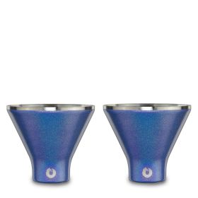 Stainless Steel Martini Glass, Set of 2 (Color: Shimmer Blue)