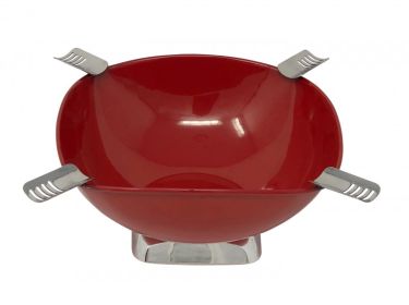 Quadrangle Large Bowl Ashtray (Color: Red)
